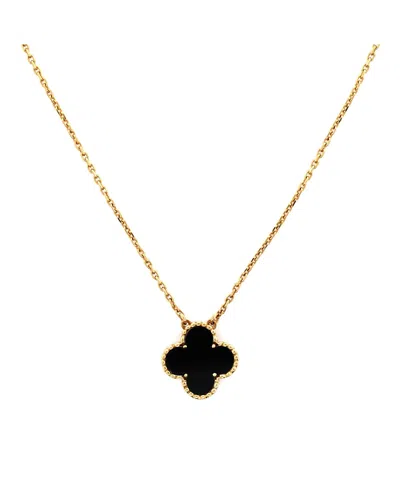 Pre-owned Pre-owned Van Cleef & Arpels  Van Cleef & Arpels Vintage Alhambra Pendant Necklace 18k Gold And Onyx