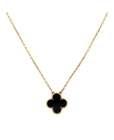 Pre-owned Pre-owned Van Cleef & Arpels  Van Cleef & Arpels Vintage Alhambra Pendant Necklace 18k Gold And Onyx, 14 - 16.25"