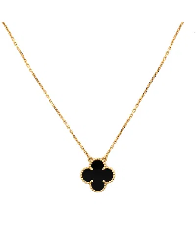 Pre-owned Pre-owned Van Cleef & Arpels  Van Cleef & Arpels Vintage Alhambra Pendant Necklace 18k Gold And Onyx, 14 - 16.25"
