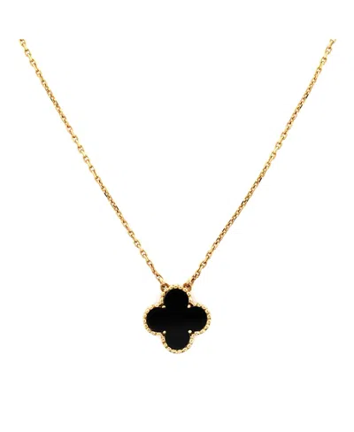 Pre-owned Pre-owned Van Cleef & Arpels  Van Cleef & Arpels Vintage Alhambra Pendant Necklace 18k Gold And Onyx, 14.5 - 16.25"