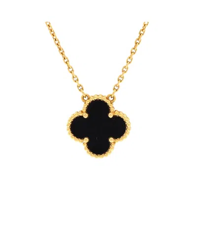 Pre-owned Pre-owned Van Cleef & Arpels  Van Cleef & Arpels Vintage Alhambra Pendant Necklace 18k Gold And Onyx, 16.25 - 18"