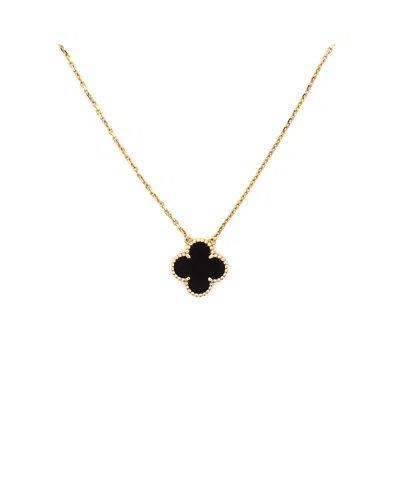 Pre-owned Pre-owned Van Cleef & Arpels  Van Cleef & Arpels Vintage Alhambra Pendant Necklace 18k Gold And Onyx, 16.25"