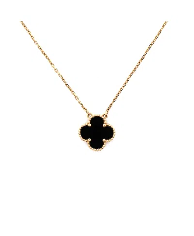 Pre-owned Pre-owned Van Cleef & Arpels  Van Cleef & Arpels Vintage Alhambra Pendant Necklace 18k Gold And Onyx, 16.5"