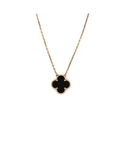 Pre-owned Pre-owned Van Cleef & Arpels  Van Cleef & Arpels Vintage Alhambra Pendant Necklace 18k Gold And Onyx 16.5"