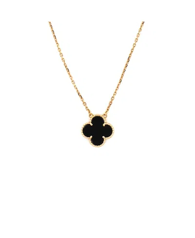 Pre-owned Pre-owned Van Cleef & Arpels  Van Cleef & Arpels Vintage Alhambra Pendant Necklace 18k Gold And Onyx, 16.5"