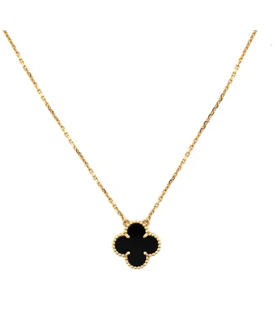 Pre-owned Pre-owned Van Cleef & Arpels  Van Cleef & Arpels Vintage Alhambra Pendant Necklace 18k Gold And Onyx, 16.75 - 18.5"