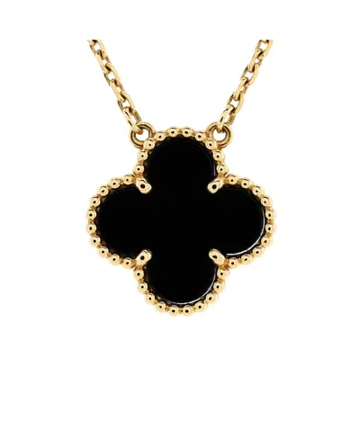 Pre-owned Pre-owned Van Cleef & Arpels  Van Cleef & Arpels Vintage Alhambra Pendant Necklace 18k Gold And Onyx