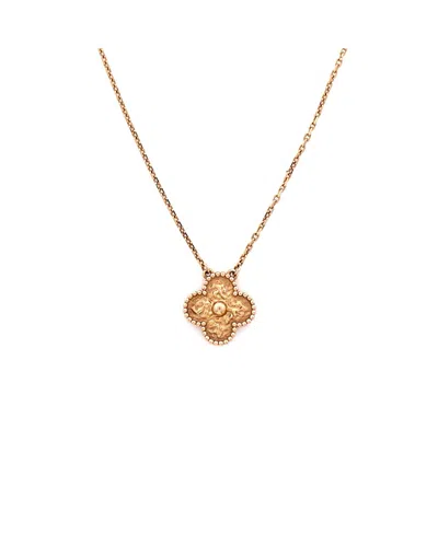 Pre-owned Pre-owned Van Cleef & Arpels  Van Cleef & Arpels Vintage Alhambra Pendant Necklace 18k Rose Gold, 17.25" In Pink