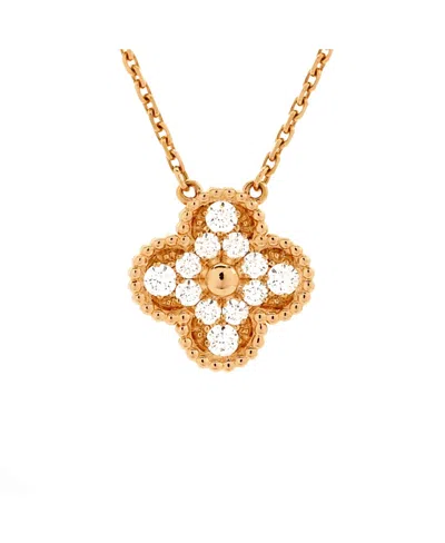 Pre-owned Van Cleef & Arpels  Van Cleef & Arpels Vintage Alhambra Pendant Necklace 18k Rose Gold And Diamonds