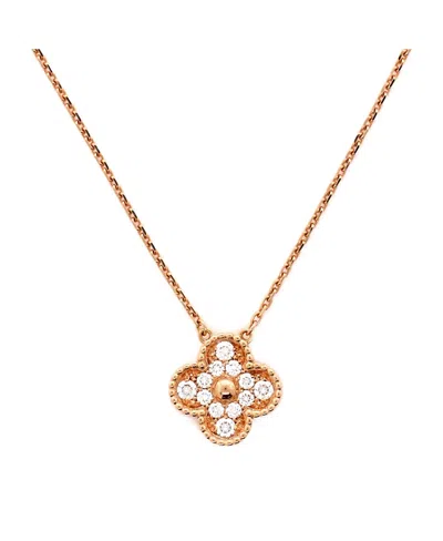 Pre-owned Pre-owned Van Cleef & Arpels  Van Cleef & Arpels Vintage Alhambra Pendant Necklace 18k Rose Gold And Diamonds