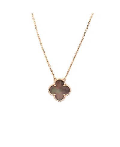 Pre-owned Pre-owned Van Cleef & Arpels  Van Cleef & Arpels Vintage Alhambra Pendant Necklace 18k Rose Gold And Grey Mother Of Pear In Pink