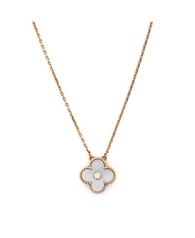 Pre-owned Pre-owned Van Cleef & Arpels  Van Cleef & Arpels Vintage Alhambra Pendant Necklace 18k Rose Gold And White Mother Of Pea