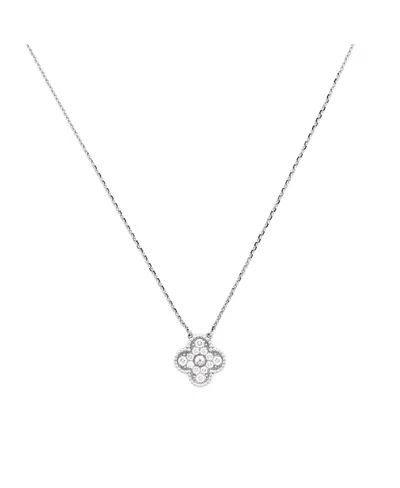 Pre-owned Pre-owned Van Cleef & Arpels  Van Cleef & Arpels Vintage Alhambra Pendant Necklace 18k White Gold And Diamonds, 16.5"