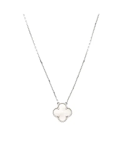 Pre-owned Pre-owned Van Cleef & Arpels  Van Cleef & Arpels Vintage Alhambra Pendant Necklace 18k White Gold And Mother Of Pearl