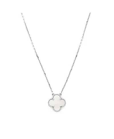 Pre-owned Pre-owned Van Cleef & Arpels  Van Cleef & Arpels Vintage Alhambra Pendant Necklace 18k White Gold And Mother Of Pearl