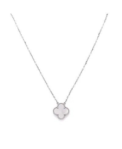 Pre-owned Pre-owned Van Cleef & Arpels  Van Cleef & Arpels Vintage Alhambra Pendant Necklace 18k White Gold And Mother Of Pearl
