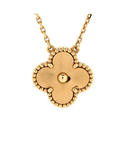 Pre-owned Pre-owned Van Cleef & Arpels  Van Cleef & Arpels Vintage Alhambra Pendant Necklace Guilloche 18k Gold