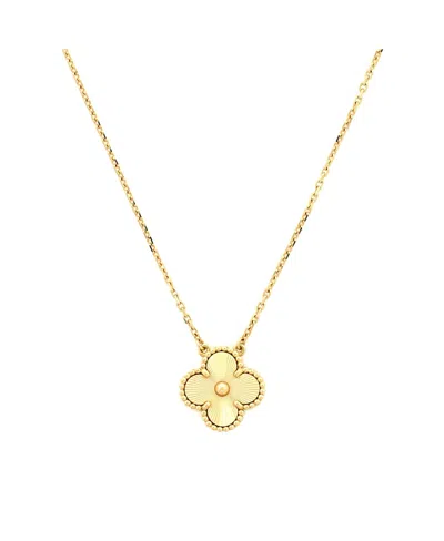 Pre-owned Van Cleef & Arpels  Van Cleef & Arpels Vintage Alhambra Pendant Necklace Guilloche 18k Gold