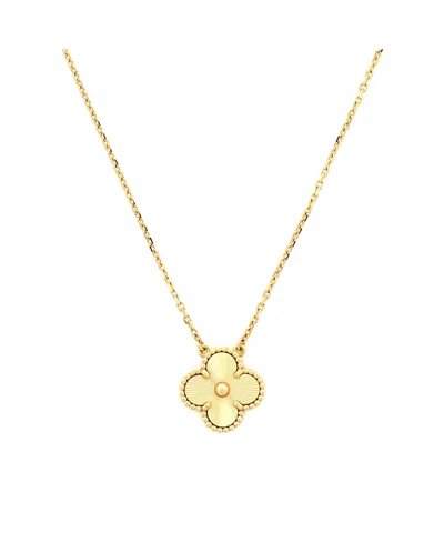 Pre-owned Pre-owned Van Cleef & Arpels  Van Cleef & Arpels Vintage Alhambra Pendant Necklace Guilloche 18k Gold
