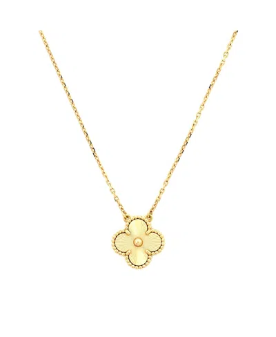 Pre-owned Pre-owned Van Cleef & Arpels  Van Cleef & Arpels Vintage Alhambra Pendant Necklace Guilloche 18k Gold