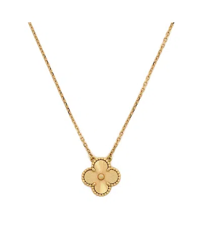 Pre-owned Pre-owned Van Cleef & Arpels  Van Cleef & Arpels Vintage Alhambra Pendant Necklace Guilloche 18k Gold