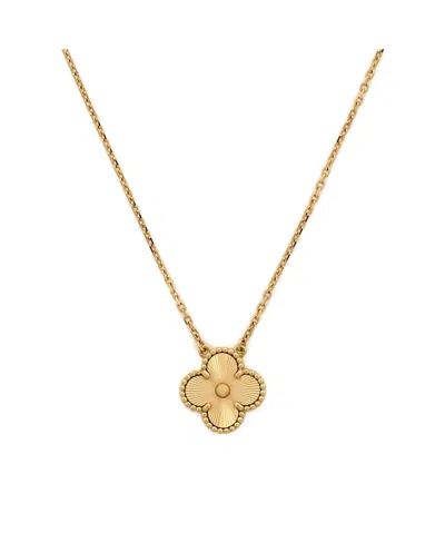 Pre-owned Pre-owned Van Cleef & Arpels  Van Cleef & Arpels Vintage Alhambra Pendant Necklace Guilloche 18k Gold