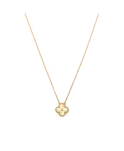Pre-owned Pre-owned Van Cleef & Arpels  Van Cleef & Arpels Vintage Alhambra Pendant Necklace Guilloche 18k Gold, 14.5 - 16.25"