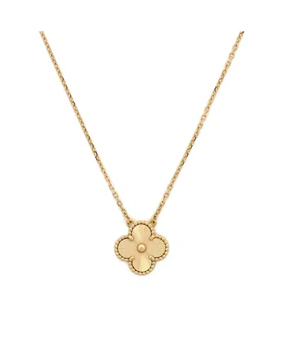 Pre-owned Pre-owned Van Cleef & Arpels  Van Cleef & Arpels Vintage Alhambra Pendant Necklace Guilloche 18k Gold, 14.75 - 16.5"