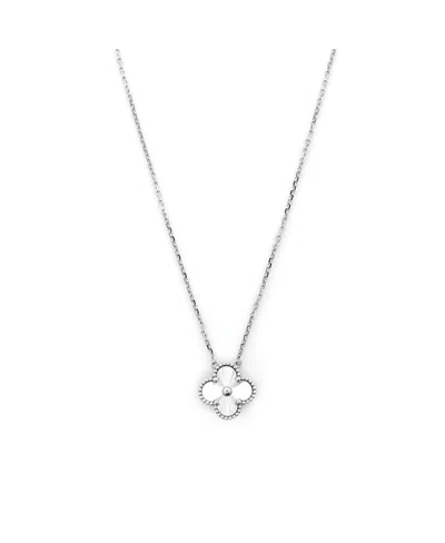 Pre-owned Pre-owned Van Cleef & Arpels  Van Cleef & Arpels Vintage Alhambra Pendant Necklace Guilloche 18k White Gold, 14.75 - 16.