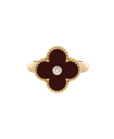 Pre-owned Pre-owned Van Cleef & Arpels  Van Cleef & Arpels Vintage Alhambra Ring 18k Gold With Carnelian And Diamond