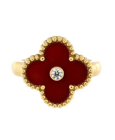 Pre-owned Pre-owned Van Cleef & Arpels  Van Cleef & Arpels Vintage Alhambra Ring 18k Gold With Carnelian And Diamond