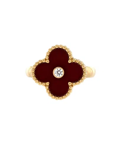 Pre-owned Pre-owned Van Cleef & Arpels  Van Cleef & Arpels Vintage Alhambra Ring 18k Gold With Carnelian And Diamond