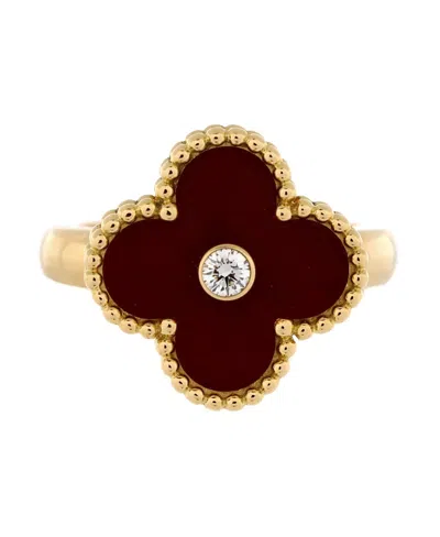 Pre-owned Pre-owned Van Cleef & Arpels  Van Cleef & Arpels Vintage Alhambra Ring 18k Gold With Carnelian And Diamond