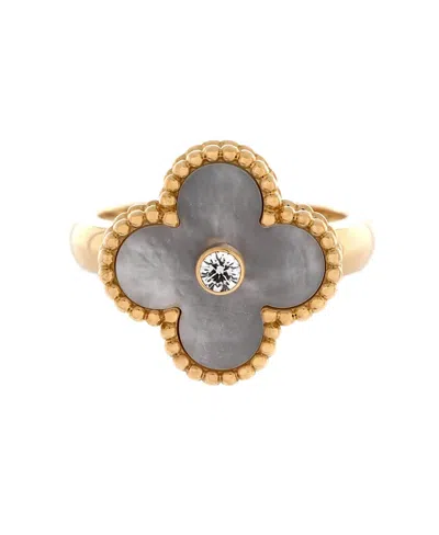Pre-owned Pre-owned Van Cleef & Arpels  Van Cleef & Arpels Vintage Alhambra Ring 18k Gold With Mother Of Pearl And Diamond
