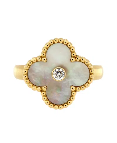 Pre-owned Pre-owned Van Cleef & Arpels  Van Cleef & Arpels Vintage Alhambra Ring 18k Gold With Mother Of Pearl And Diamond