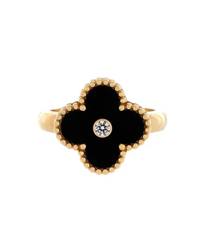 Pre-owned Pre-owned Van Cleef & Arpels  Van Cleef & Arpels Vintage Alhambra Ring 18k Gold With Onyx And Diamond