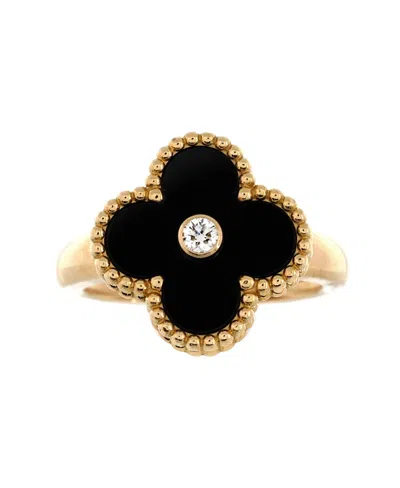 Pre-owned Pre-owned Van Cleef & Arpels  Van Cleef & Arpels Vintage Alhambra Ring 18k Gold With Onyx And Diamond