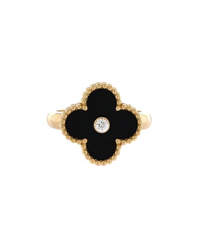 Pre-owned Pre-owned Van Cleef & Arpels  Van Cleef & Arpels Vintage Alhambra Ring 18k Gold With Onyx And Diamond