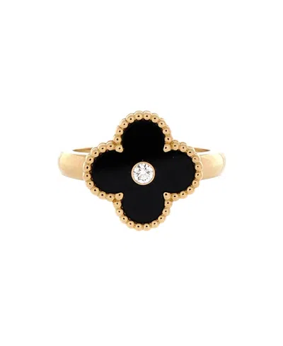 Pre-owned Pre-owned Van Cleef & Arpels  Van Cleef & Arpels Vintage Alhambra Ring 18k Gold With Onyx And Diamond