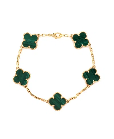 Pre-owned Pre-owned Van Cleef & Arpels  Van Cleef & Arpels Vintage-like Alhambra 5 Motifs Bracelet 18k Gold And Malachite