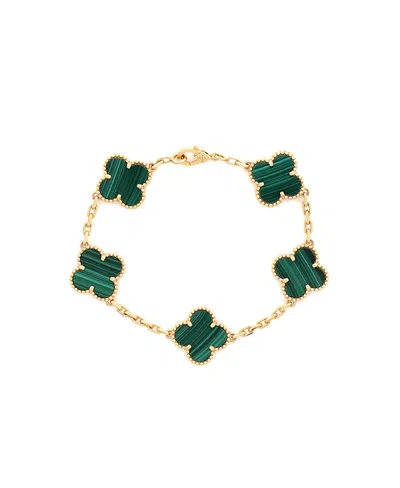 Pre-owned Pre-owned Van Cleef & Arpels  Van Cleef & Arpels Vintage-like Alhambra 5 Motifs Bracelet 18k Gold And Malachite