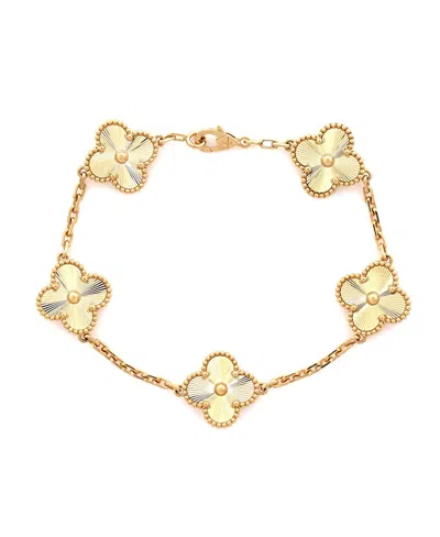 Pre-owned Pre-owned Van Cleef & Arpels  Van Cleef & Arpels Vintage-like Alhambra 5 Motifs Bracelet Guilloche 18k Gold