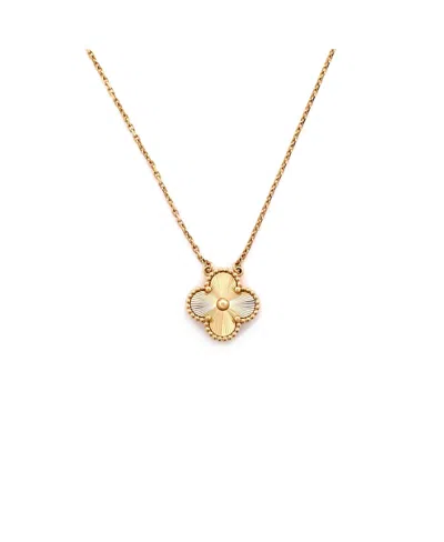 Pre-owned Pre-owned Van Cleef & Arpels  Van Cleef & Arpels Vintage-like Alhambra Pendant Necklace Guilloche 18k Gold, 16.5"