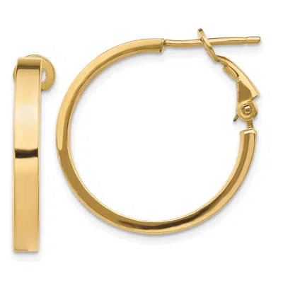 Pre-owned Precious 14k 3x20mm Polished Square Tube Round Hoop Earrings Pre932 In Yellow