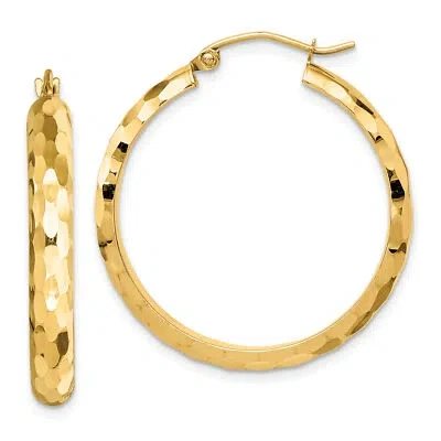 Pre-owned Precious 14k Diamond-cut Hoop Earrings Tf1578 In Gold