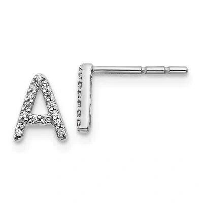 Pre-owned Precious 14k Gold Diamond Initial A Earrings Em4169a In Silver