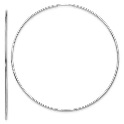 Pre-owned Precious 14k Gold Polished Endless Tube Hoop Earrings Tf798 In White