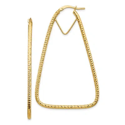 Pre-owned Precious 14k Polished & Diamond-cut Double Triangle Hoop Earrings Tf1373 In Gold