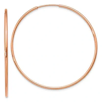 Pre-owned Precious 14k Rose Gold 1.2mm Polished Endless Hoop Earrings Xy1240 In White