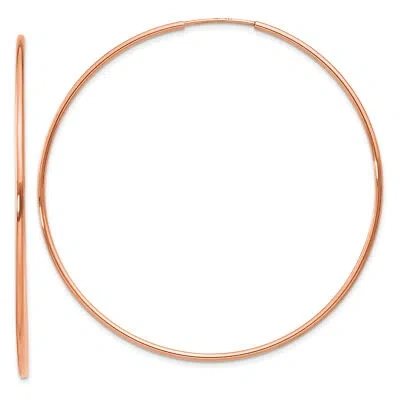 Pre-owned Precious 14k Rose Gold 1.2mm Polished Endless Hoop Earrings Xy1242 In Pink